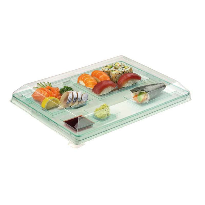 Plateau plastique réemployable PS vert transparent "Klarity"  380x274mm H18mm-50Pcs