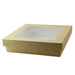 Boite "Kray" carrée carton brun avec couvercle à fenêtre  205x205mm H50mm 1 550ml - 200Pcs