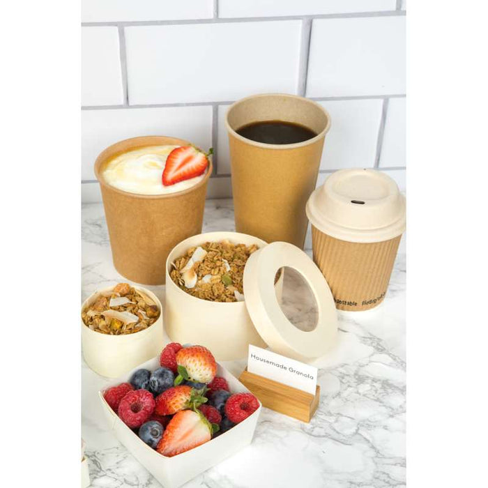 Pot carton brun chaud et froid avec couvercle carton   H100mm 470ml - 250Pcs