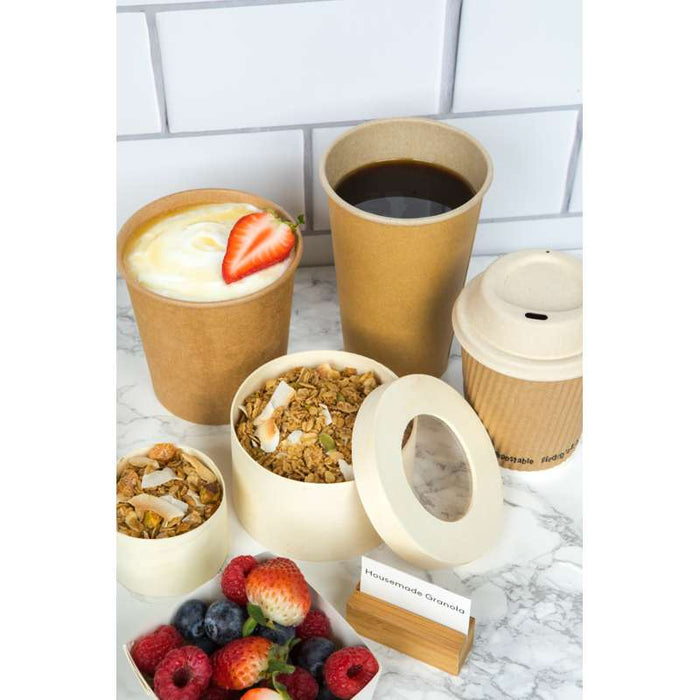 Pot carton brun chaud et froid avec couvercle carton   H100mm 470ml - 250Pcs