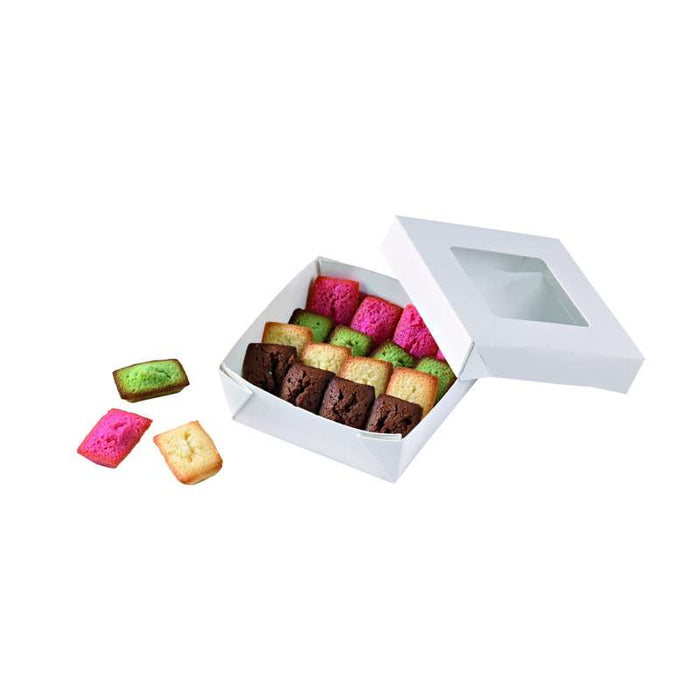 Boite "Kray" carrée carton blanc avec couvercle à fenêtre  115x115mm H40mm 350ml - 250Pcs