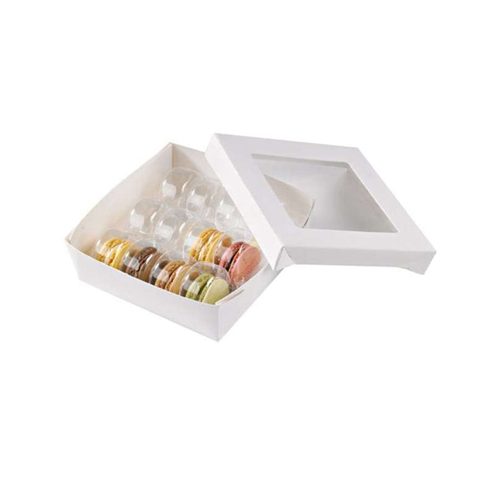 Boite "Kray" carrée carton blanc avec couvercle à fenêtre  155x155mm H50mm 800ml - 250Pcs