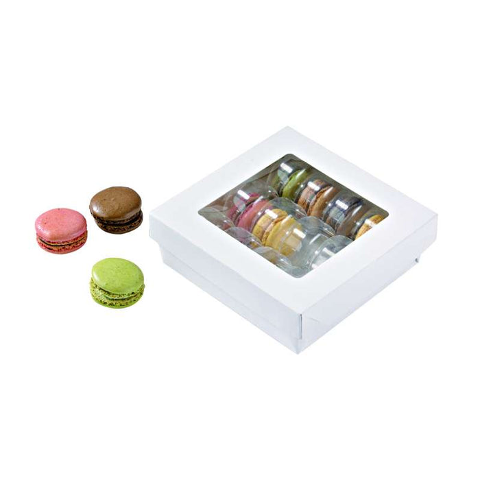 Boite "Kray" carrée carton blanc avec couvercle à fenêtre  155x155mm H50mm 800ml - 250Pcs