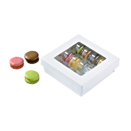 Boite "Kray" carrée carton blanc avec couvercle à fenêtre  155x155mm H50mm 800ml - 250Pcs