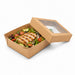 Boîte "Kray" carrée carton brun avec couvercle à fenêtre 115x115mm H50mm 350ml - 100Pcs