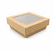 Boîte "Kray" carrée carton brun avec couvercle à fenêtre 115x115mm H50mm 350ml - 100Pcs