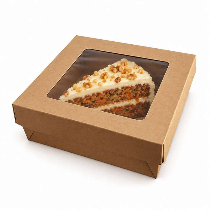 Boite "Kray" carrée carton brun avec couvercle à fenêtre  155x155mm H50mm 700ml - 100Pcs