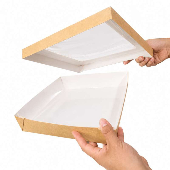 Boite "Kray" rectangulaire carton avec couvercle à fenêtre  225x155mm H50mm - 100Pcs