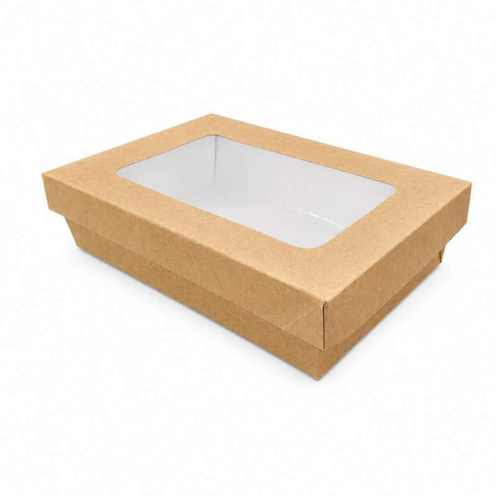 Boite "Kray" rectangulaire carton avec couvercle à fenêtre  225x155mm H50mm - 100Pcs