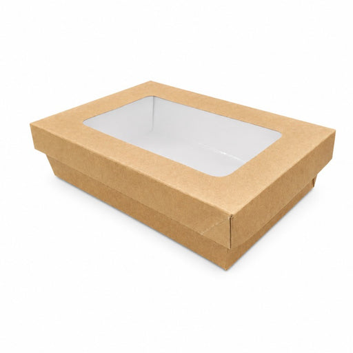 Boite "Kray" rectangulaire carton avec couvercle à fenêtre  225x155mm H50mm - 100Pcs