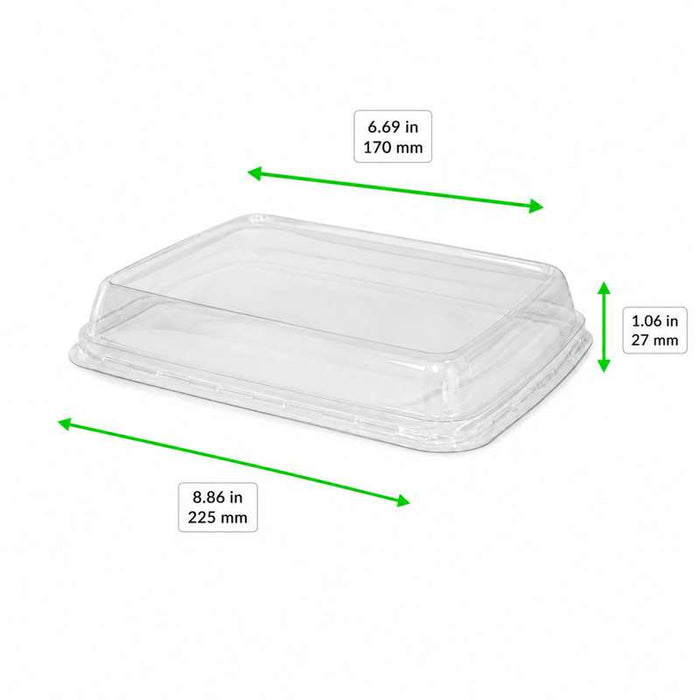 Couvercle dôme transparent en plastique PET pour plateau 170x225mm H27mm-500Pcs