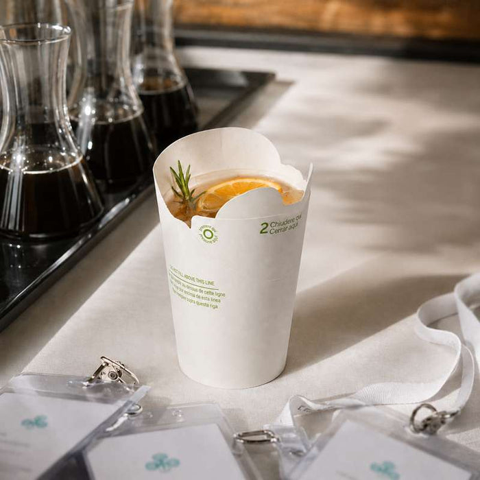 Pot Nolida blanc en carton à fermeture intégrée  H105mm 375ml - 500Pcs