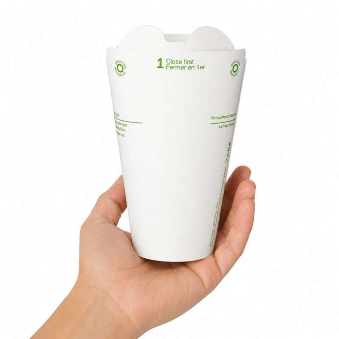 Pot Nolida blanc en carton à fermeture intégrée  H105mm 375ml - 500Pcs