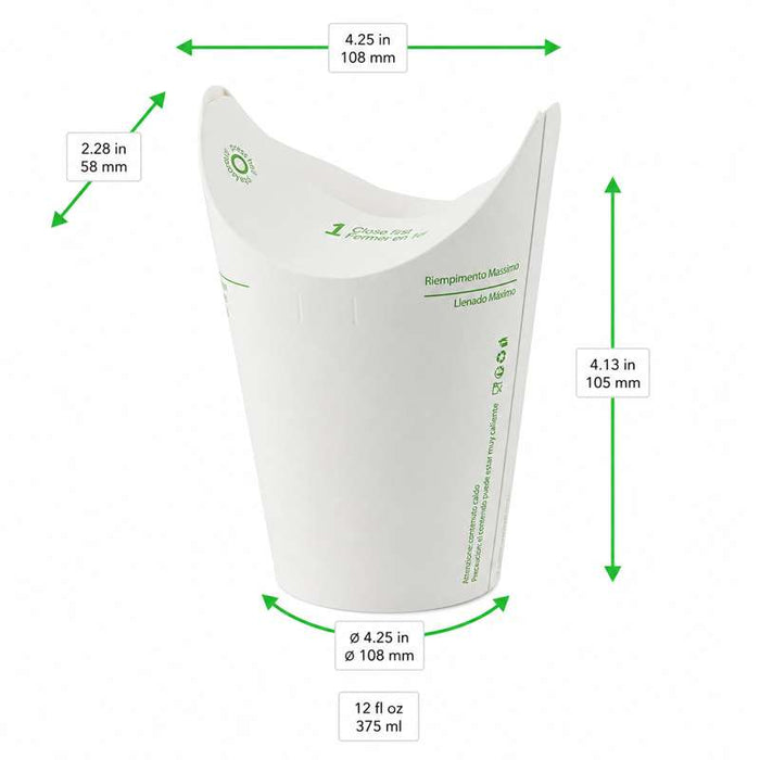 Pot Nolida blanc en carton à fermeture intégrée  H105mm 375ml - 500Pcs