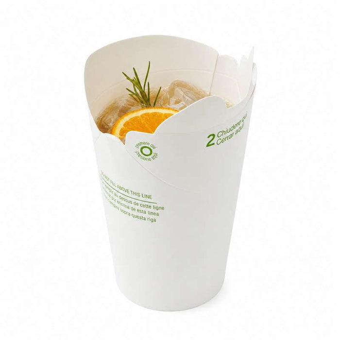 Pot Nolida blanc en carton à fermeture intégrée  H105mm 375ml - 500Pcs