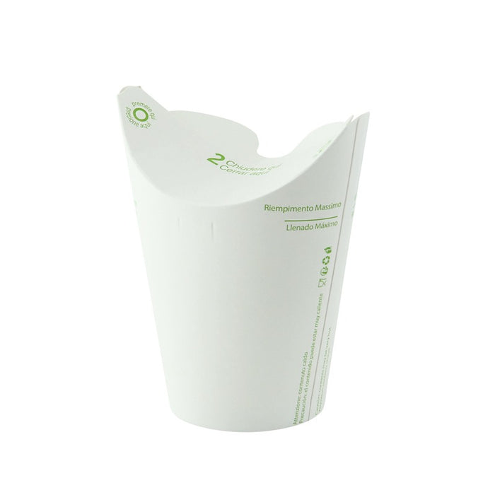 Pot Nolida blanc en carton à fermeture intégrée  H81mm 250ml - 500Pcs