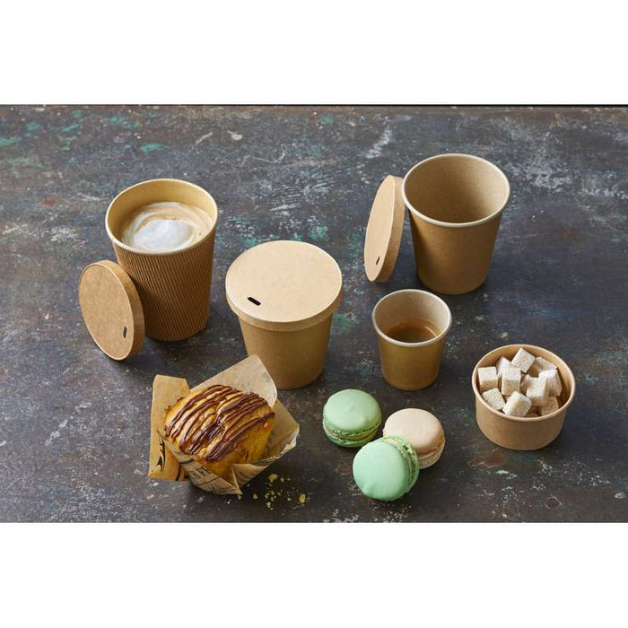 Couvercle plat brun en carton kraft sans matière plastique, Waterbased  H12mm-1000Pcs