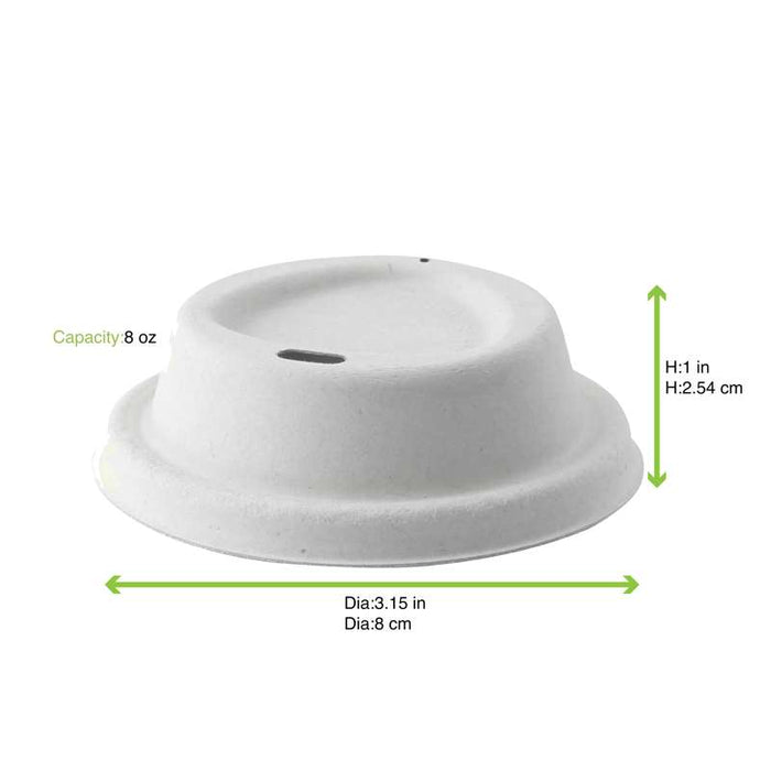 Couvercle dôme blanc en pulpe avec bec verseur Ø85mm H23mm - 1000Pcs