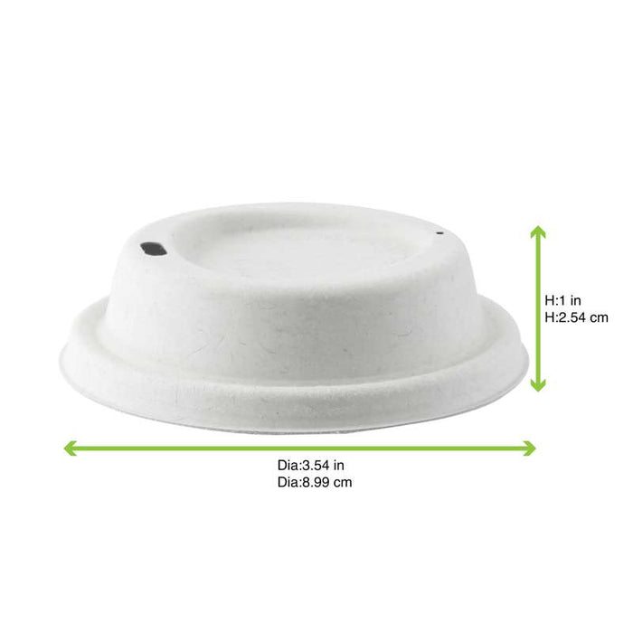 Couvercle dôme en pulpe blanc à bec verseur Ø95mm H23mm - 1000Pcs