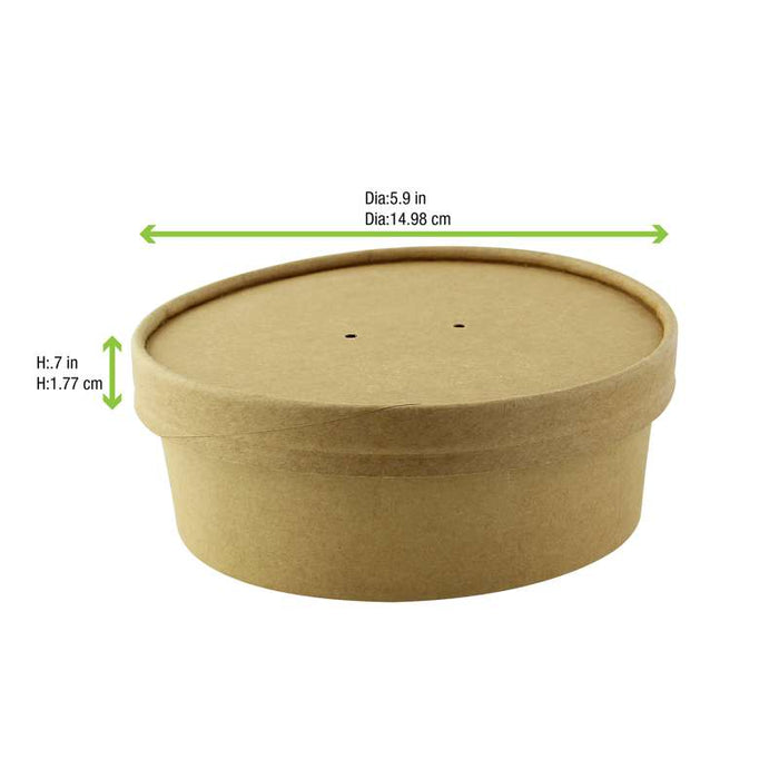 Couvercle plat en carton kraft perforé chaud et froid Ø150mm - 360Pcs