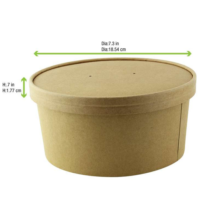 Couvercle plat en carton kraft perforé pour chaud et froid Ø185mm - 360Pcs