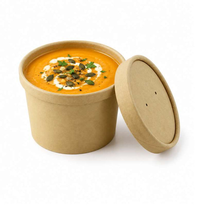 Couvercle plat en carton kraft pour le chaud et le froid Ø90mm - 500Pcs