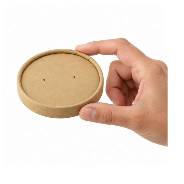 Couvercle plat brun en carton kraft perforé pour la vapeur  H15mm-500Pcs