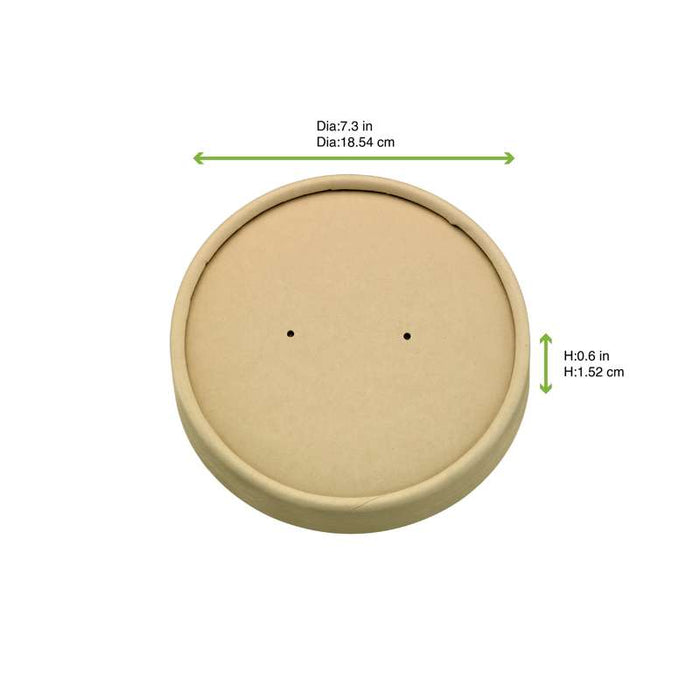 Couvercle plat brun en carton kraft sans matière plastique, Waterbased  H16mm-360Pcs