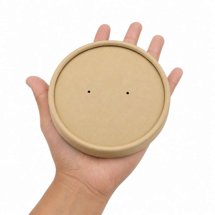 Couvercle plat brun en carton fibre de bambou sans matière plastique, Waterbased  H16mm-360Pcs
