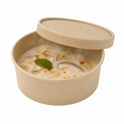 Couvercle plat brun en carton fibre de bambou sans matière plastique, Waterbased  H16mm-360Pcs