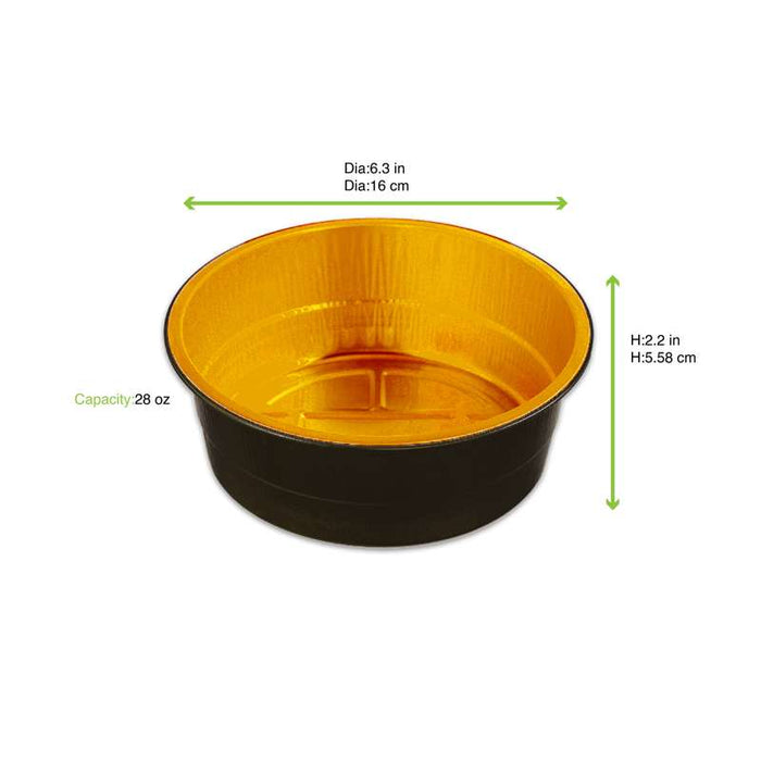 Pot rond Opseal en aluminium noir et or Ø160mm H55mm 800ml - 600Pcs