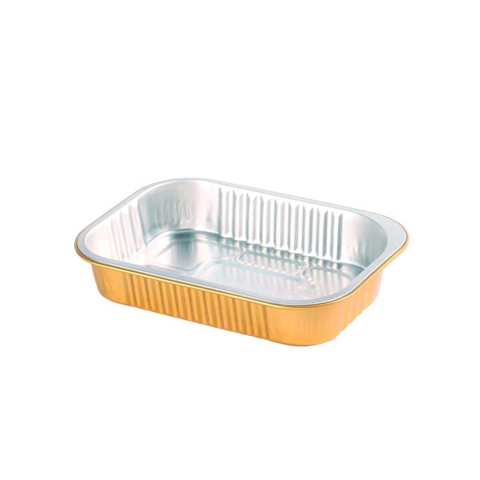 Barquette aluminium rectangulaire or et argent "Opseal" 161x110mm H30mm 320ml - 600Pcs