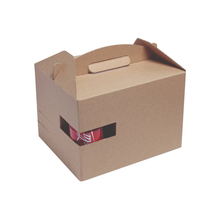 Boite carton kraft avec poignée "Lunchgo"  300x200mm H175mm-100Pcs