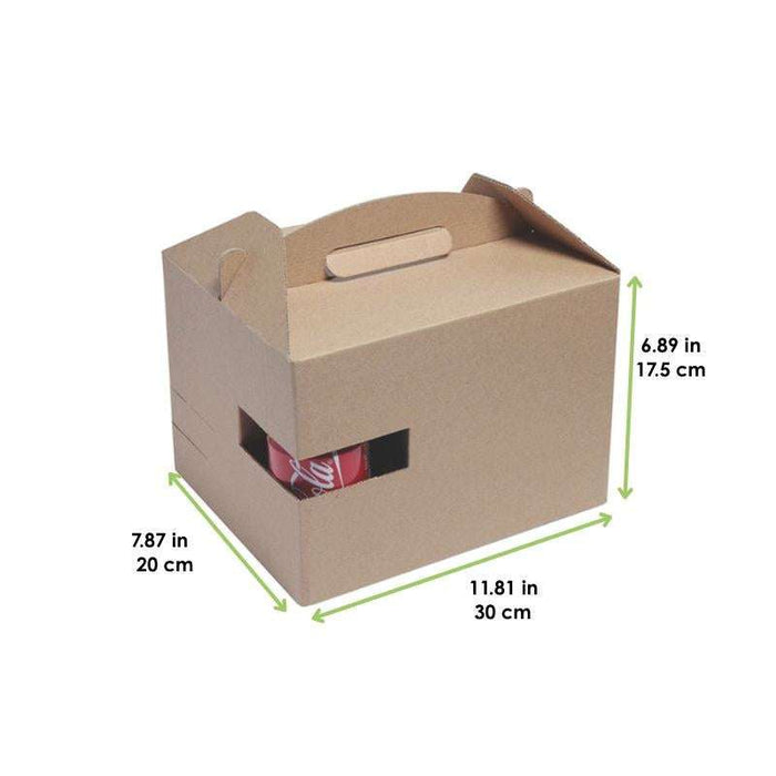 Boite carton kraft avec poignée "Lunchgo"  300x200mm H175mm-100Pcs