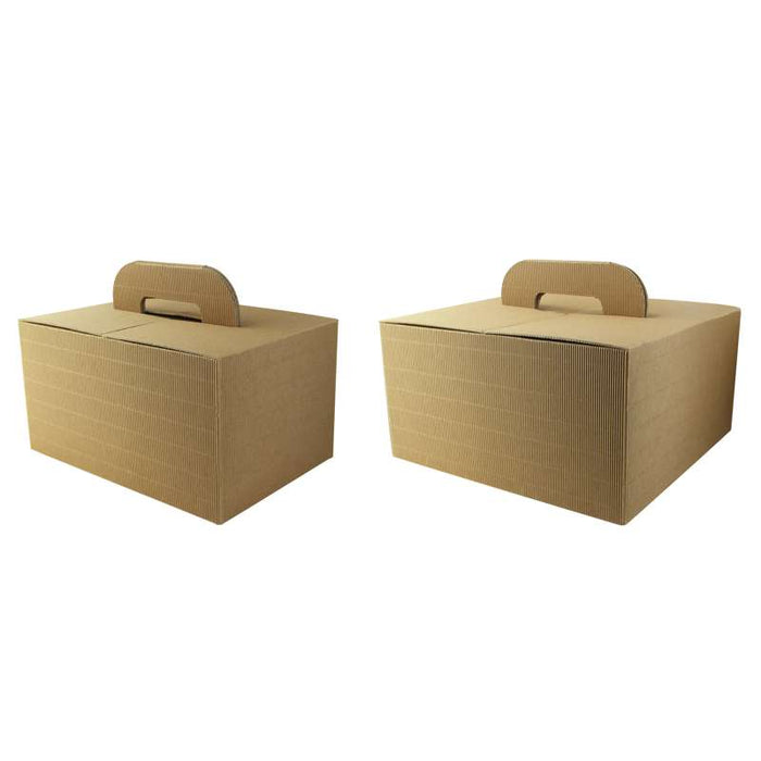 Boite carton kraft avec poignées "Lunchgo"  325x225mm H175mm-20Pcs