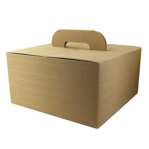 Boite carton kraft avec poignée "Lunchgo"  335x335mm H175mm-20Pcs