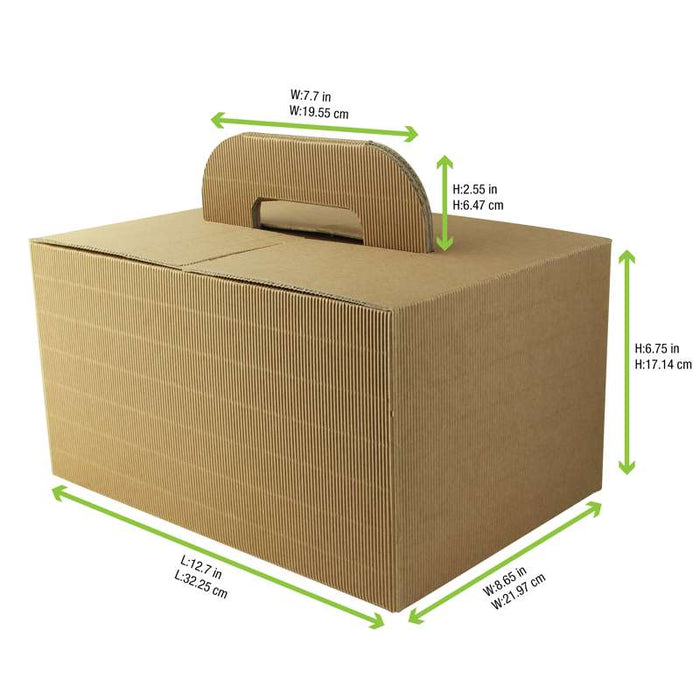 Boite carton kraft avec poignées "Lunchgo"  325x225mm H175mm-20Pcs