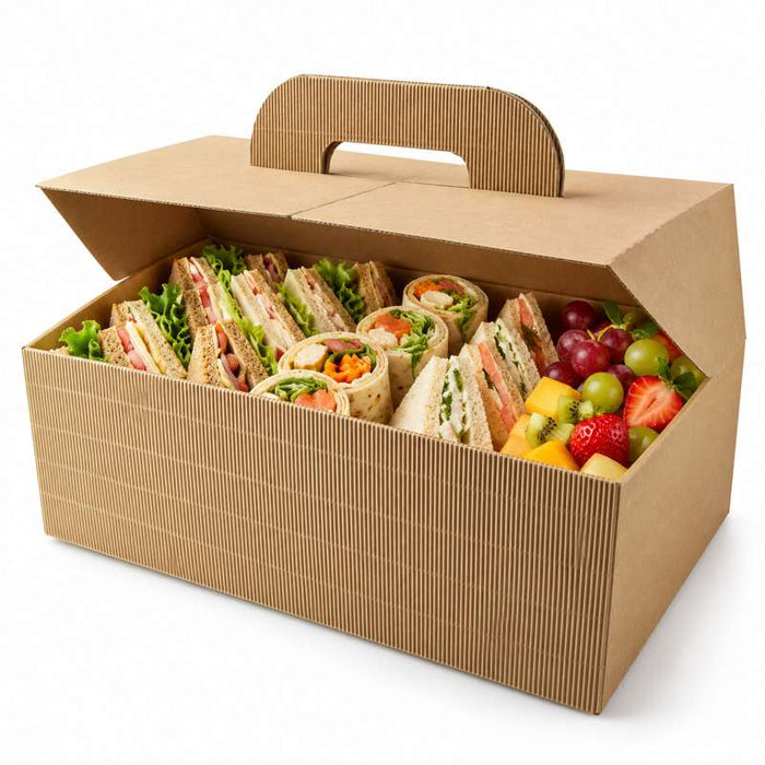 Boite carton kraft avec poignées "Lunchgo"  325x225mm H175mm-20Pcs