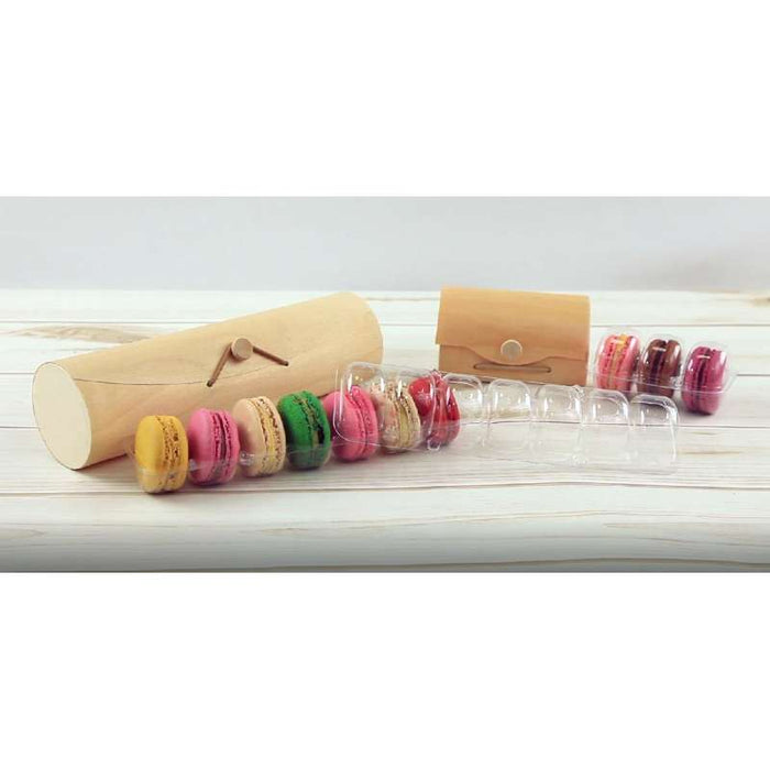 Boite mini bûche bois pour 3 macarons  110x80mm H55mm - 100Pcs