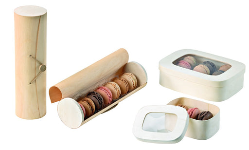 Boite bois cylindrique 7 macarons   H230mm - 50Pcs