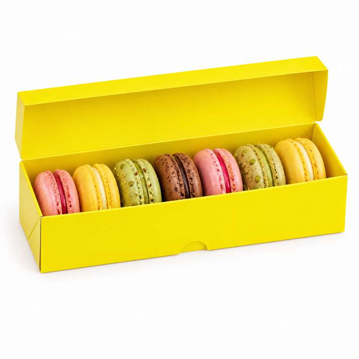Étui jaune pour une rangée de 7 macarons 215x70mm H50mm - 250Pcs