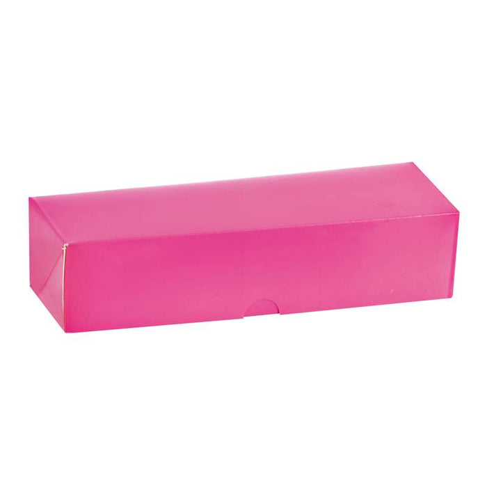 Boîte rose en carton pour 7 macarons sans fenêtre 215x70mm H50mm - 250Pcs