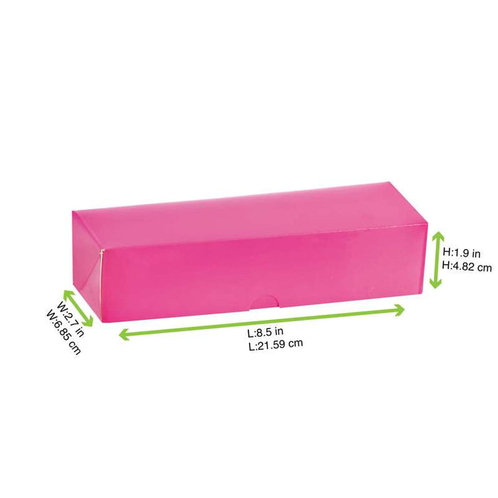 Boîte rose en carton pour 7 macarons sans fenêtre 215x70mm H50mm - 250Pcs