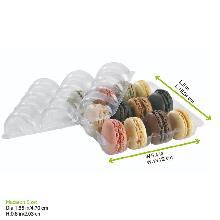 Insert plastique PET transparent 12 macarons (3x4) avec fermeture  152x138mm H20mm-150Pcs