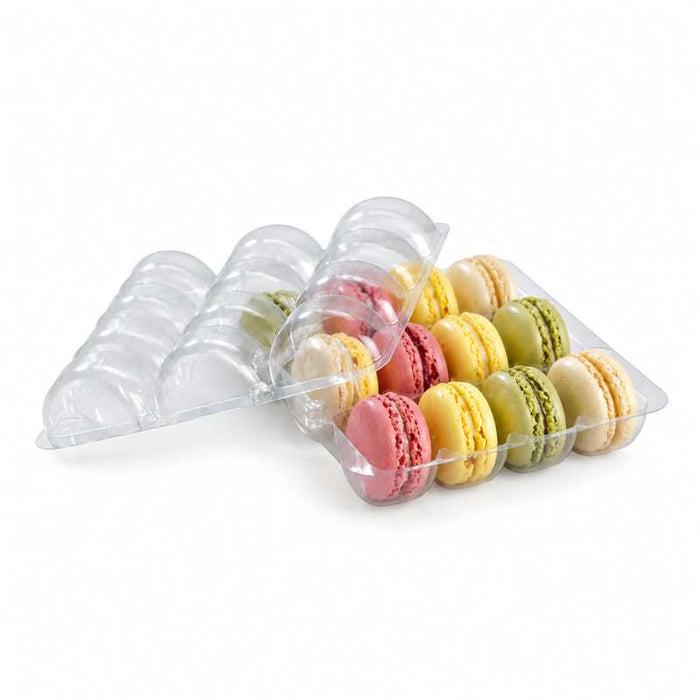 Insert plastique PET transparent 12 macarons (3x4) avec fermeture  152x138mm H20mm-150Pcs