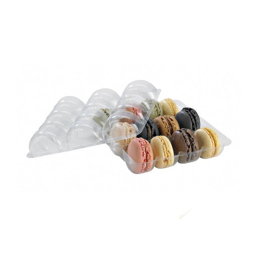 Insert plastique PET transparent 12 macarons (3x4) avec fermeture  152x138mm H20mm-150Pcs