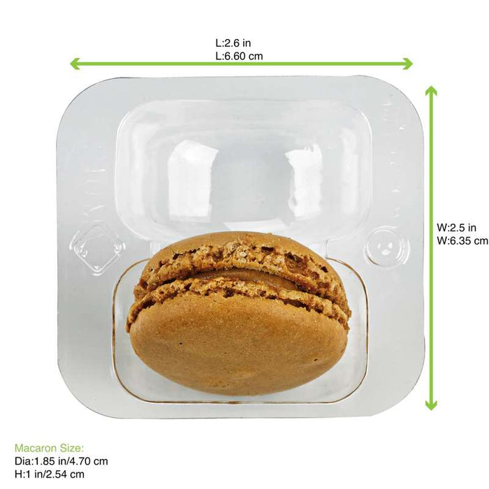 Insert plastique PET transparent 2 macarons avec fermeture clipsable  69x64mm H23mm-250Pcs