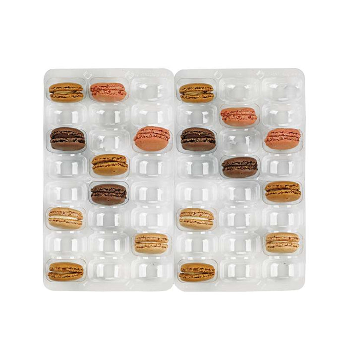 Insert plastique PET transparent 48 (6x8) macarons avec fermeture clipsable  355x250mm H23mm-100Pcs
