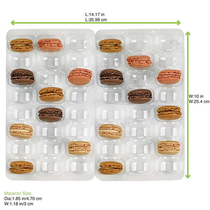 Insert plastique PET transparent 48 (6x8) macarons avec fermeture clipsable  355x250mm H23mm-100Pcs