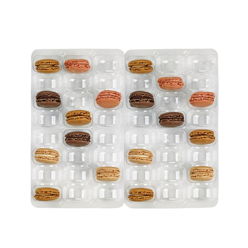 Insert plastique PET transparent 48 (6x8) macarons avec fermeture clipsable  355x250mm H23mm-100Pcs